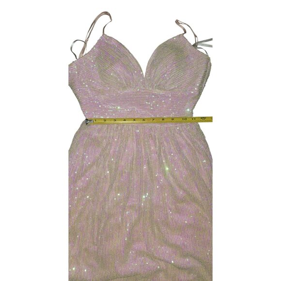 B.Smart  Sequin Spaghetti Strap Formal Gown Light Pink/Iridescent - Picture 11 of 12
